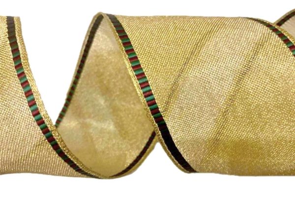 Blizgi, metalizuota juostelė su vielute 63 mm 10 m (aukso spalvos)