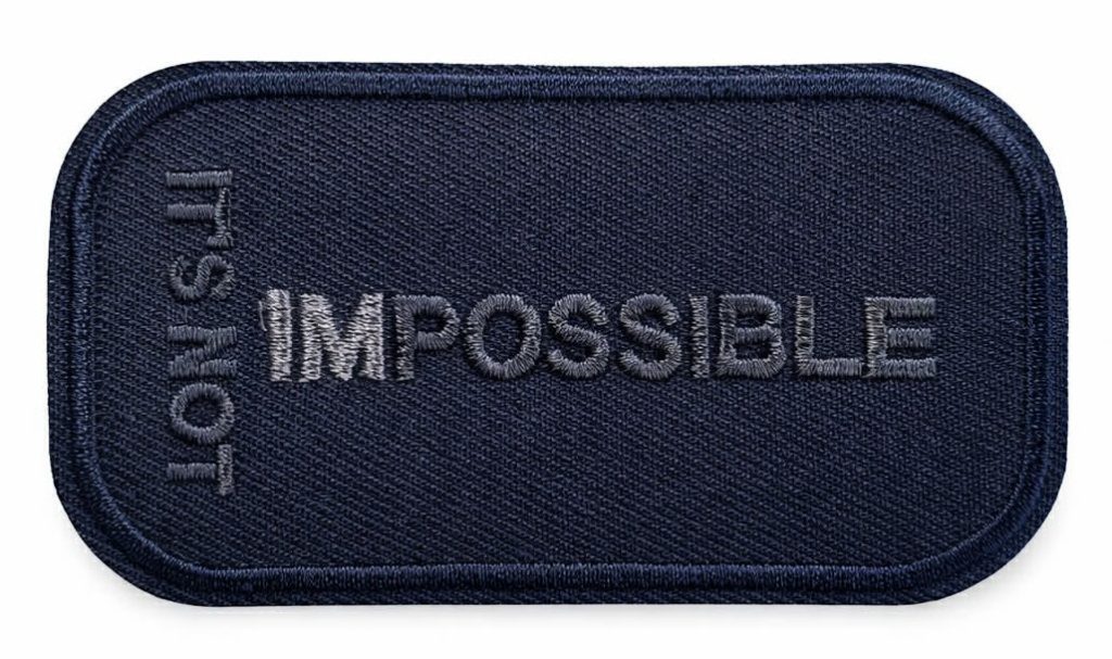 Aplikacijos "IMPOSSIBLE" ~ 9,0 cm x 5,0 cm (sp. mėlyna)