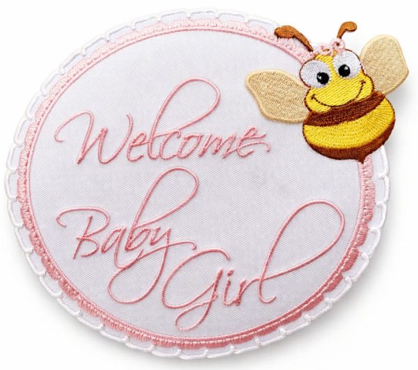 Termoklijuojamos aplikacijos Ø 14 cm „Welcome Baby Girl“