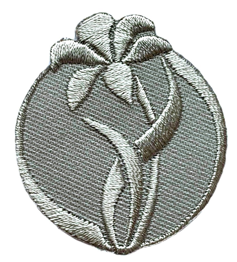 Aplikacija "gėlė" 4,3 cm x 5,0 cm (šviesiai pilka)