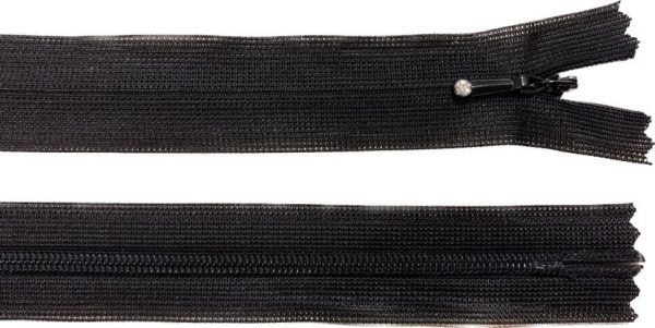 Dekoratyvinis paslėptas užtrauktukas 35 cm (juodas)