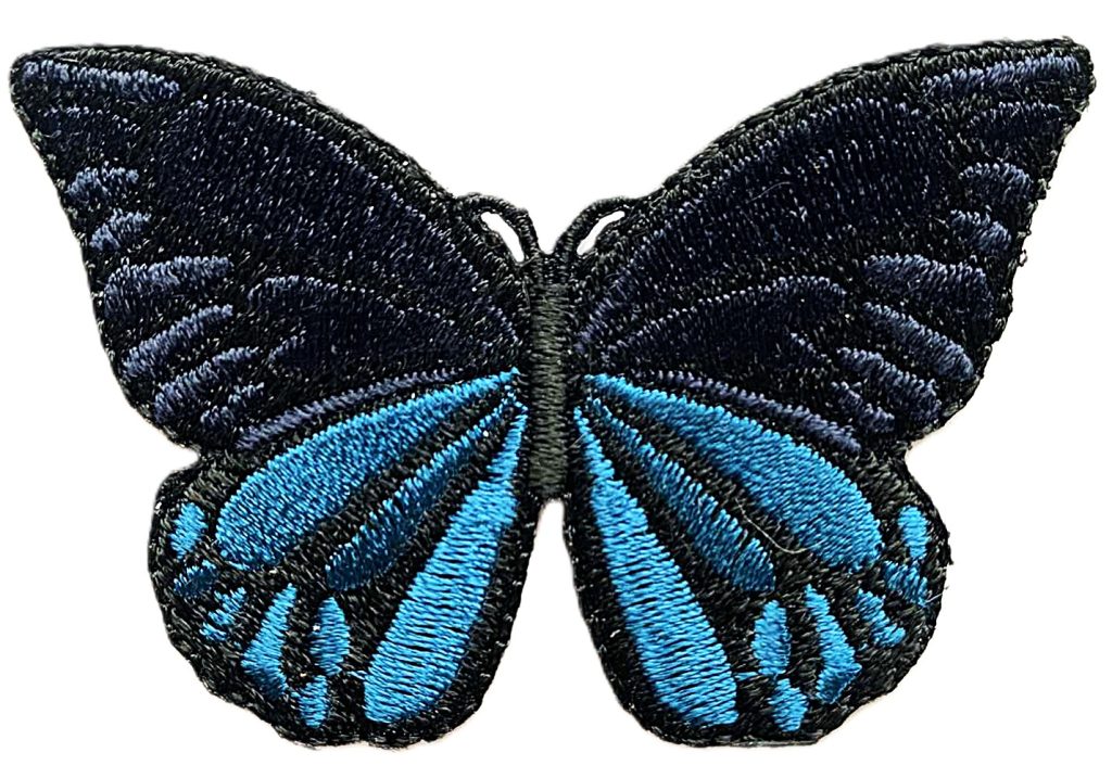 Aplikacija "drugelis" ~ 7,0 cm x 4,7 cm (mėlynas/juodas)