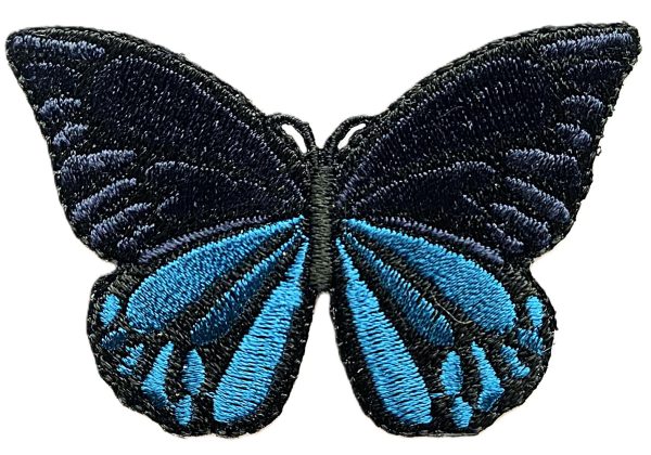 Aplikacija "drugelis" ~ 7,0 cm x 4,7 cm (mėlynas/juodas)
