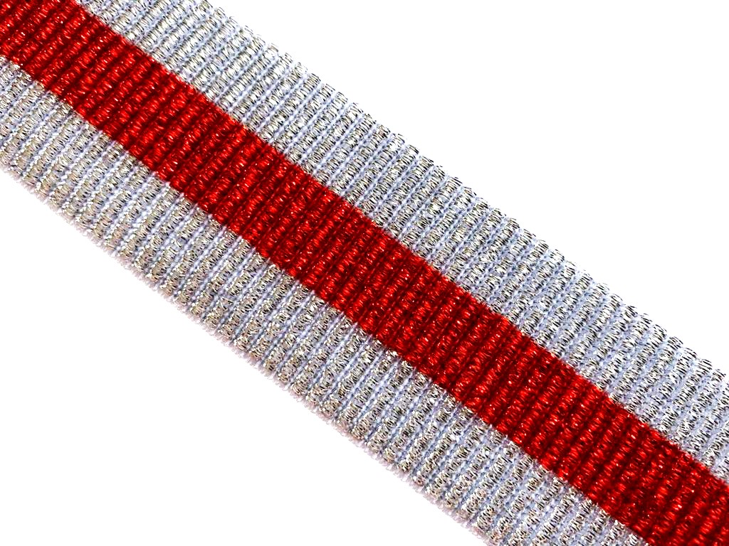 Dekoratyvinė guma 25 mm "metalizuota" (sidabrinė/raudona)