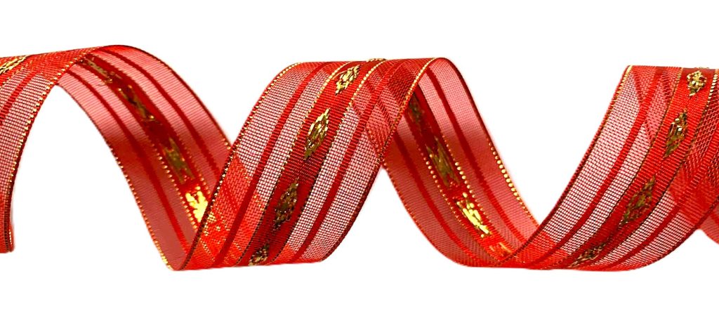 Dekoratyvinė organzos juostelė 25 mm 22,5 m (raudona)