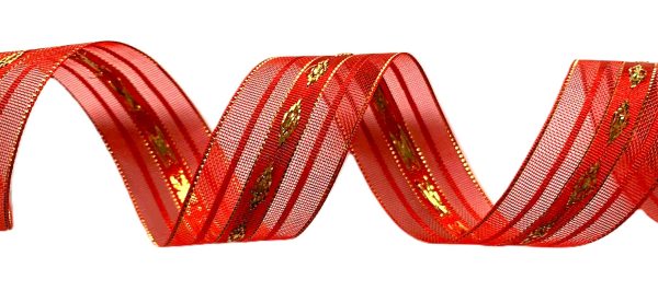 Dekoratyvinė organzos juostelė 25 mm 22,5 m (raudona)