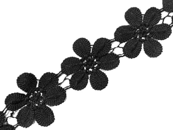 Gipiūriniai nėriniai 48 mm (juodi)