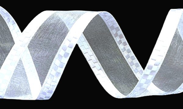 Balta dekoratyvinė organzinė juostelė 38 mm 22,5 m "A"