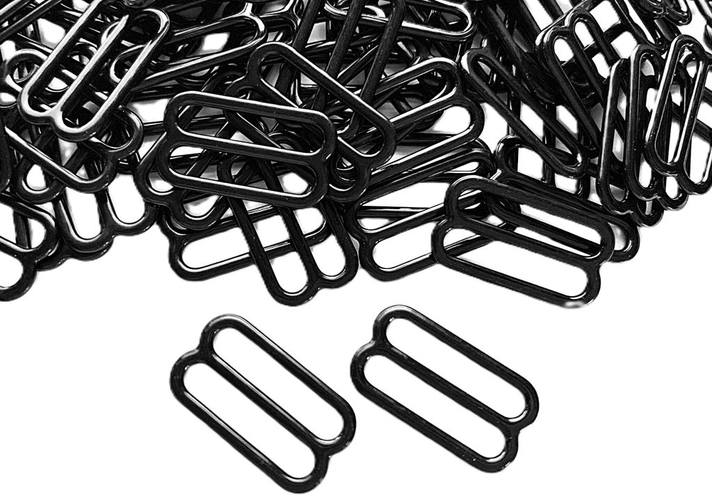 Liemenėlių petnešėlių metaliniai reguliatoriai 18 mm (juodi)