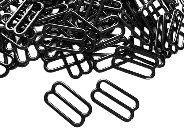 Liemenėlių petnešėlių metaliniai reguliatoriai 18 mm (juodi)