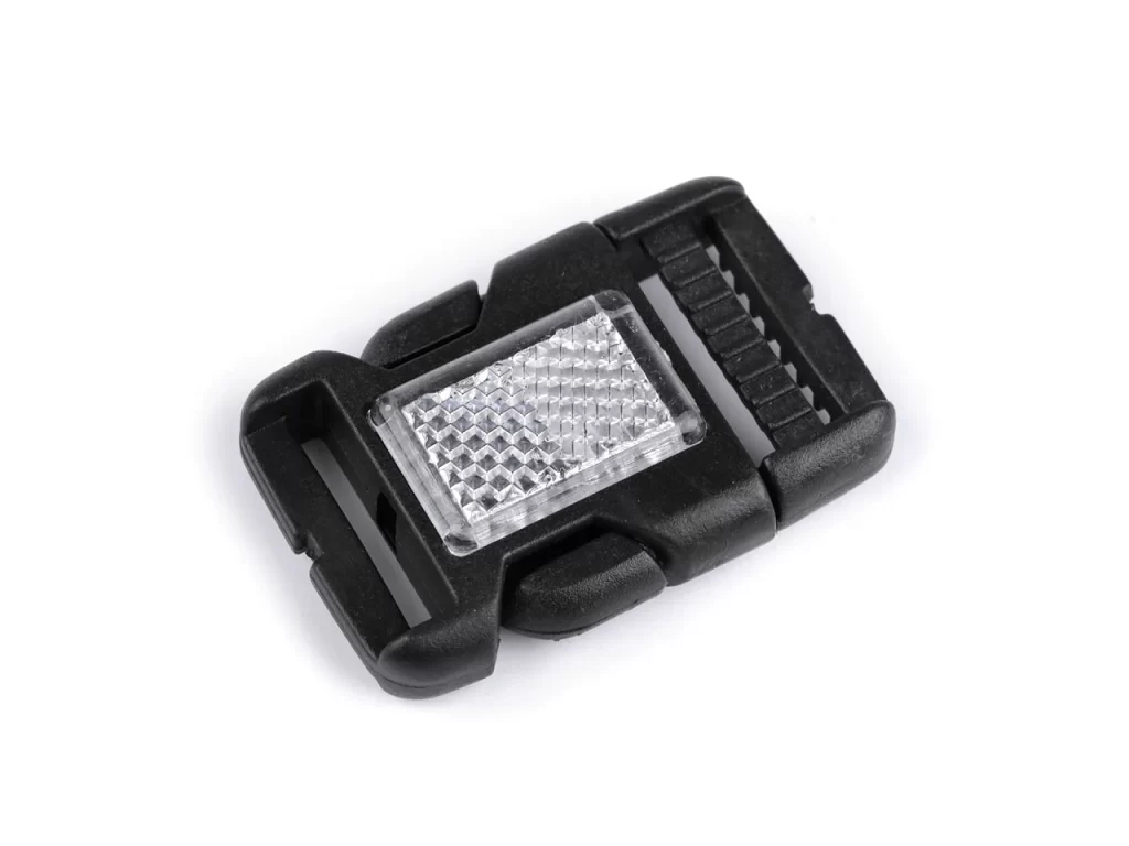 Plastikinė sagtis „karabinas“ su atšvaitu 25 mm