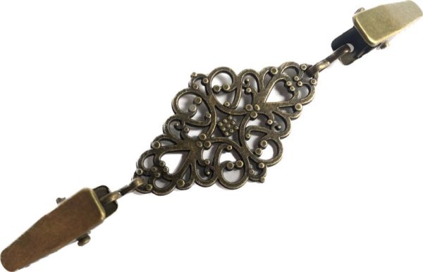 Metalinis dekoratyvinis užsegimas su spaustukais 2,4 cm x 9,5 cm "B"