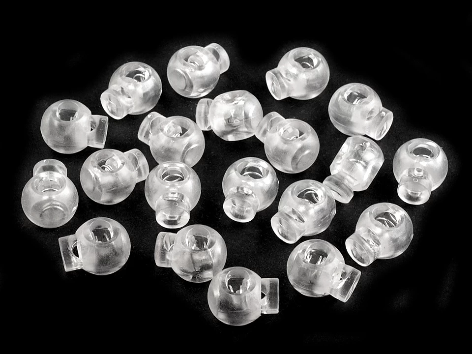 Skaidrūs plastikiniai virvelių fiksatoriai 15 mm x 19 mm