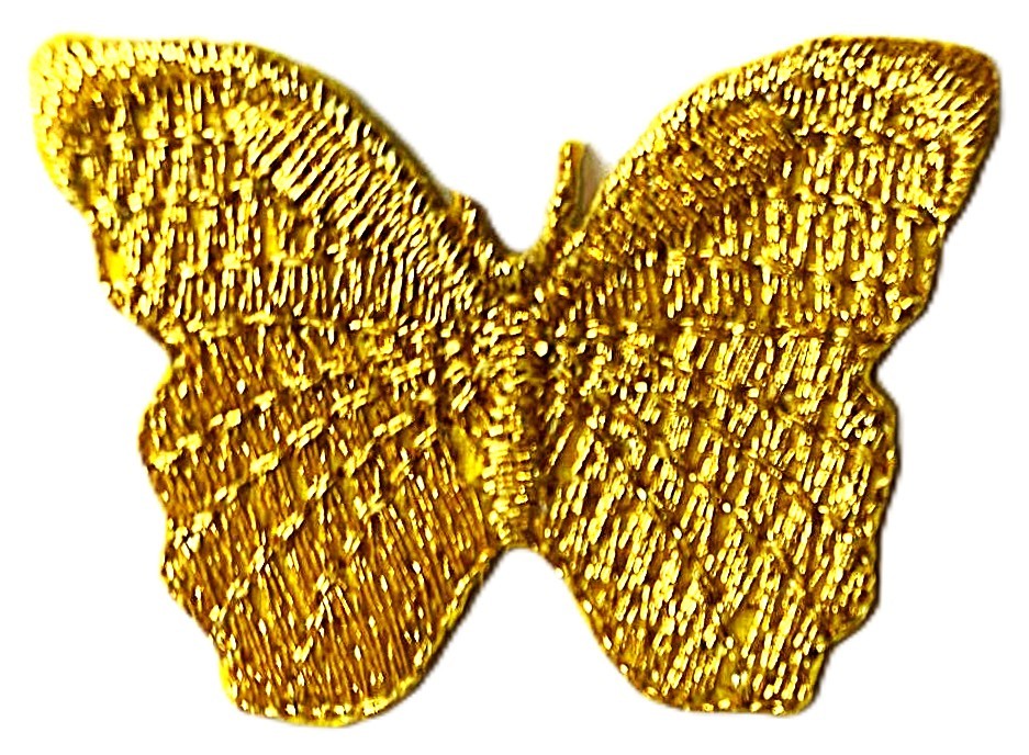 Aplikacija "drugelis" 3,8 cm x 3 cm "auksinis"