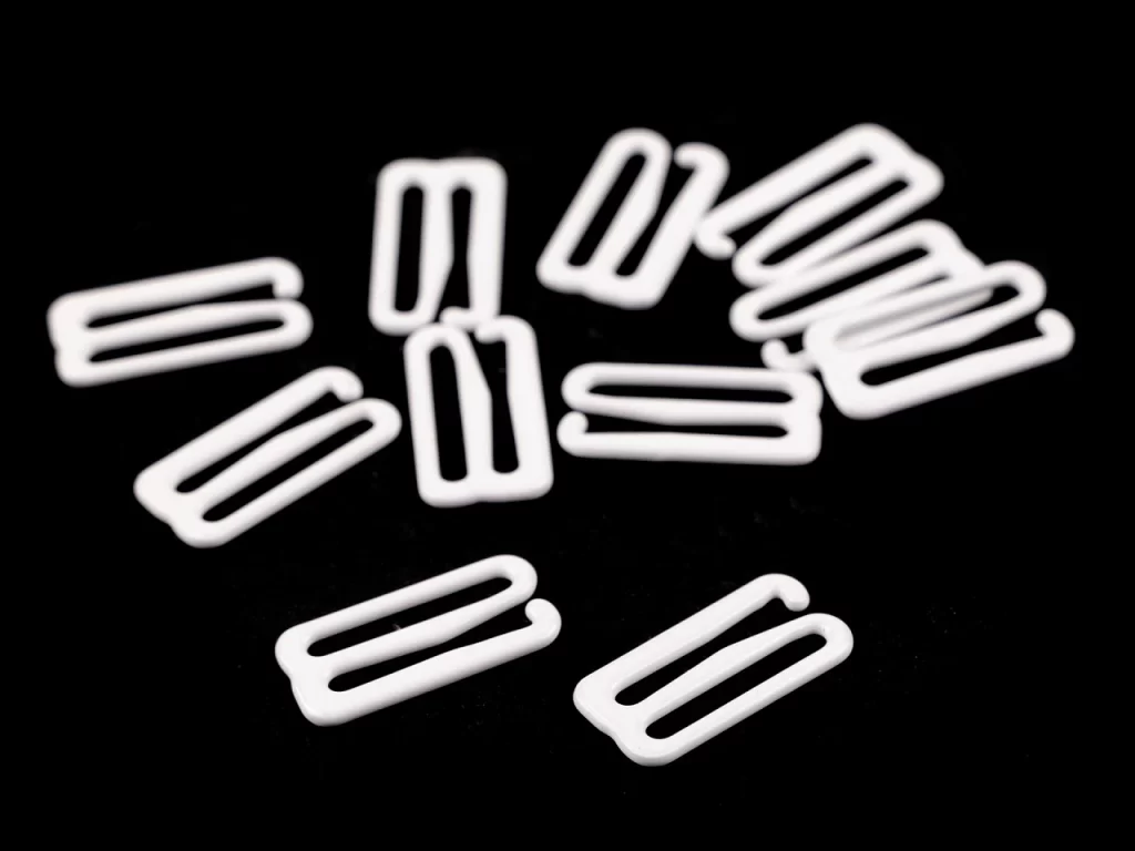Liemenėlių petnešėlių metaliniai kabliukai 18 mm (balti)