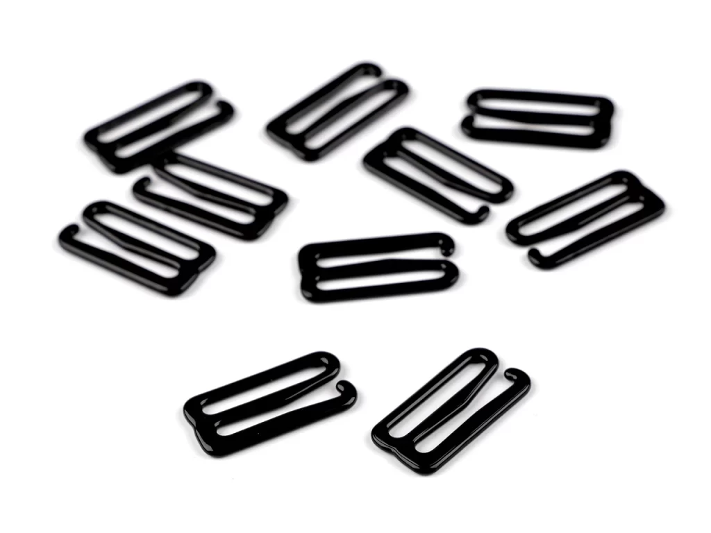Liemenėlių petnešėlių metaliniai kabliukai 18 mm (juodi)