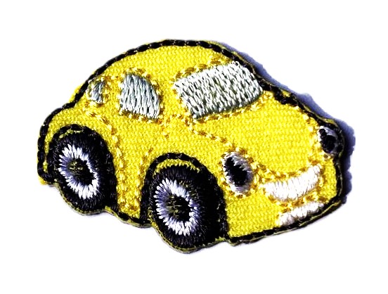 Aplikacija "mašinytė" 3,6 cm x 2,5 cm (geltona)