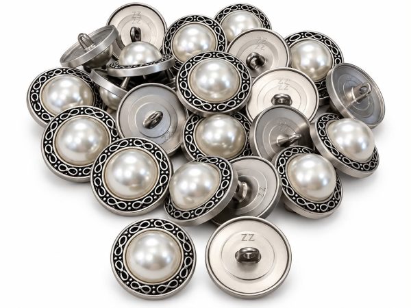 Metalinė saga su perlamutro efektu, aukso / balta "BA-4165C" Ø 23 mm